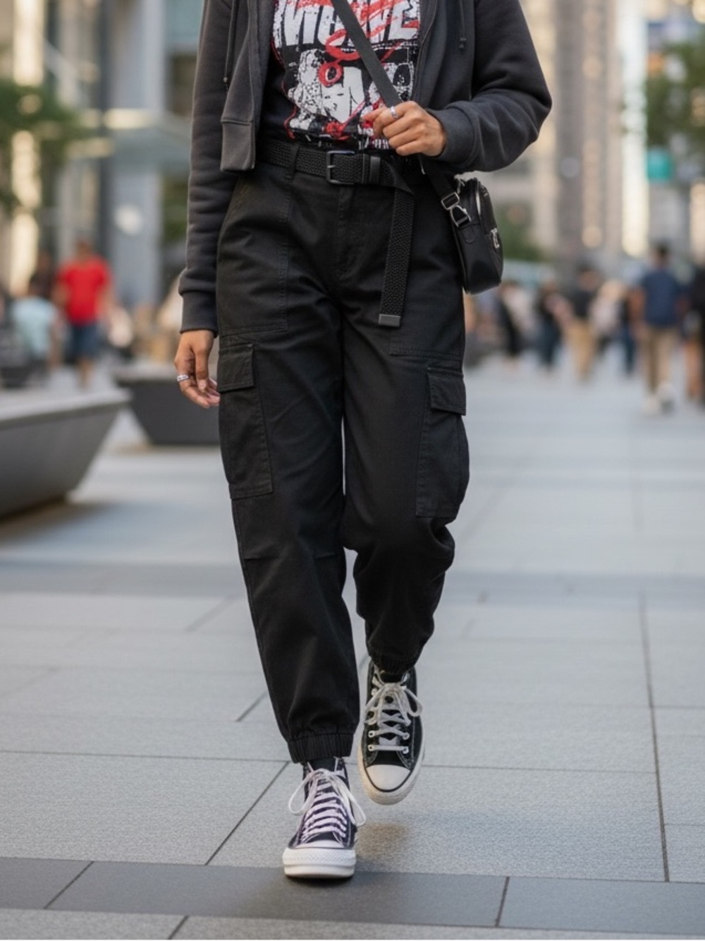 BDG Urban Outfitters Black Cargo Pants with Elastic Waist